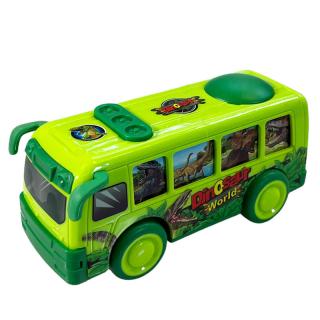 Autobus 12 cm na setrvačník s pohybujícími se obrázky zelený
