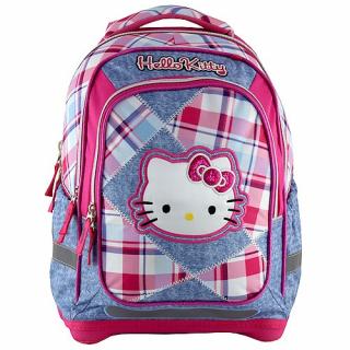 Batoh školní Hello Kitty růžovo-modré kostky