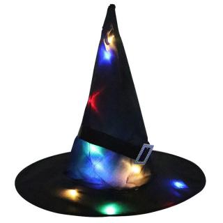 Čarodějnický klobouk s LED světlem Barva: Černý