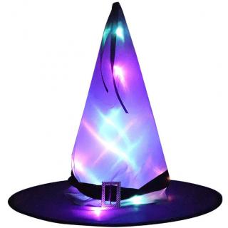 Čarodějnický klobouk s LED světlem Barva: Fialový