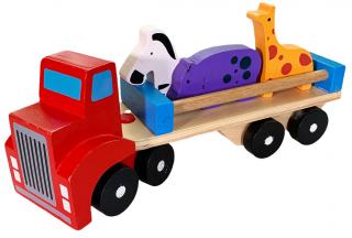 Dřevěné auto kamion se zvířátky 33 cm (4228BAZAR1)