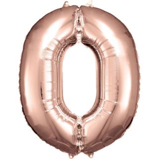 Fóliový balónek růžově zlatý číslo 0 - 83 cm