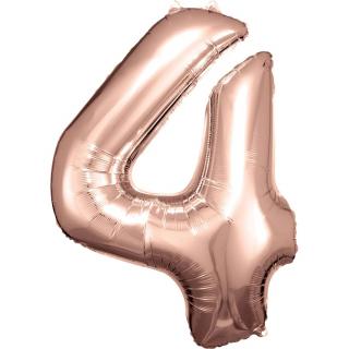 Fóliový balónek růžově zlatý číslo 4 - 86 cm
