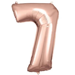 Fóliový balónek růžově zlatý číslo 7 - 83 cm
