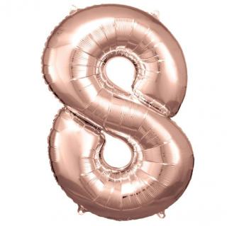 Fóliový balónek růžově zlatý číslo 8 - 83 cm