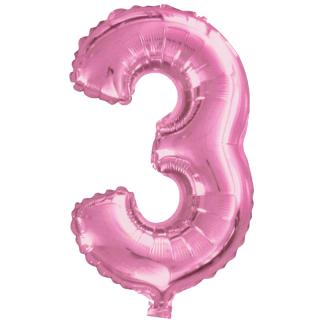 Fóliový balónek růžový číslo 3 - 82 cm (4514)