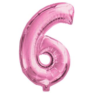 Fóliový balónek růžový číslo 6 - 82 cm (4514)