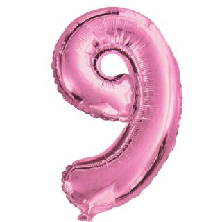 Fóliový balónek růžový číslo 9 - 82 cm (4514)