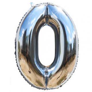 Fóliový balónek stříbrný číslo 0 - 82 cm (4514)