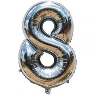 Fóliový balónek stříbrný číslo 8 - 82 cm (4514)