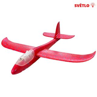 Polystyrénové svítící házecí letadlo 47 cm červené