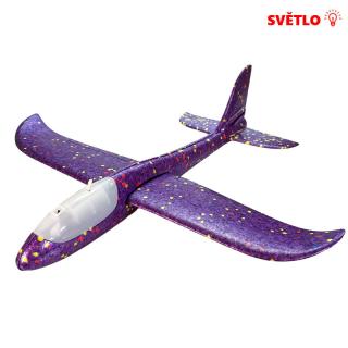 Polystyrénové svítící házecí letadlo 47 cm fialové