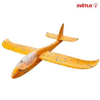 Polystyrénové svítící házecí letadlo 47 cm oranžové