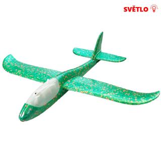 Polystyrénové svítící házecí letadlo 47 cm zelené