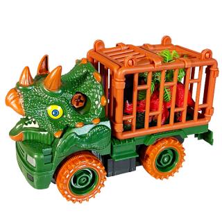 Šroubovací náklaďák dinosaurus s dinosaury zelený