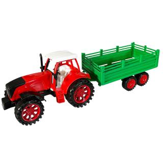 Traktor s přívěsem na setrvačník 32 cm červený