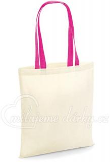 Bavlněná nákupní taška pevná s růžovými držadly