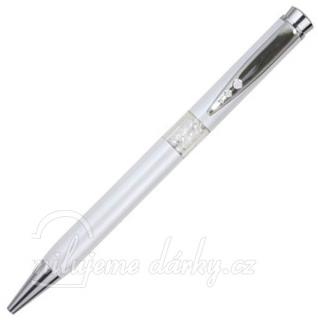 bílé kuličkové pero Diamond s krystalky Swarovski