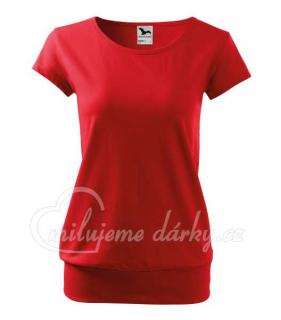 CITY, dámské volnější triko s lodičkovým výstřihem, krátký rukáv, červené