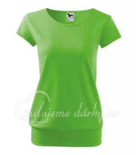 CITY, dámské volnější triko s lodičkovým výstřihem, krátký rukáv,jablkově zelené