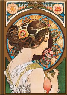 COLOR 2025, denní diář A5 černý ALFONS MUCHA