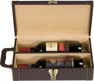 Hnědý elegantní kufřík na 2 lahve vína