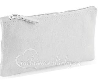 Jednoduchá plochá kosmetická taška se zipem, pevná bavlna, šedá, 22x15cm