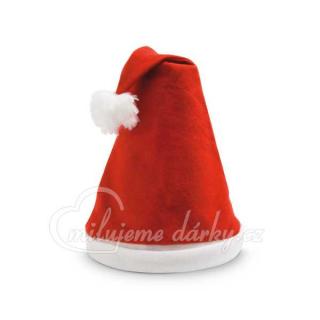 Jednoduchá vánoční červeno-bílá polyesterová čepice