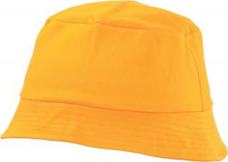 Jednoduchý žlutý bílý plátěný klobouk, vhodný pro děti i dospělé