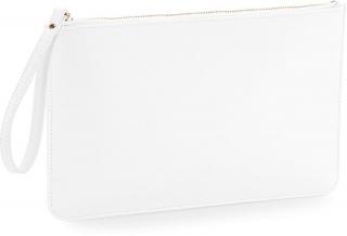 Menší plochá bílá jednoduchá kabelka s poutkem do ruky