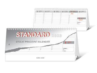 STANDARD šedý stolní kalendář, 30x14 cm, 2023, 1 ks