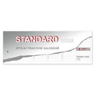 STANDARD šedý stolní kalendář, 30x14 cm, 2025, 1 ks