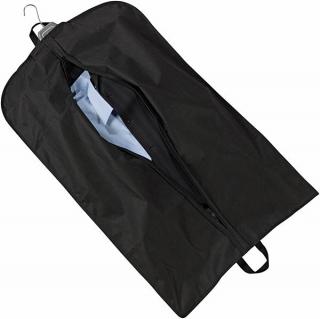 Větší černý obal na šaty / oblek z netkané textilie s vyztuženým uchem
