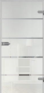 Celoskleněné dveře - sklo ČIRÉ S PÍSKOVÁNÍM (motiv Quatro) Průchozí šířka: 60L, Průchozí výška: 197 cm