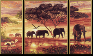 Afrika - sloní karavana (50 x 80 cm) (Malování podle čísel - Schipper)
