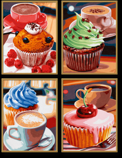 Cupcakes (4 obrazy v balení 18 x 24 cm) (Malování podle čísel - Schipper)