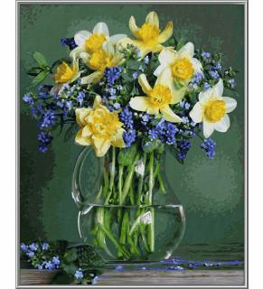 Kytice jarních květin (40 x 50 cm) (Malování podle čísel - Schipper)