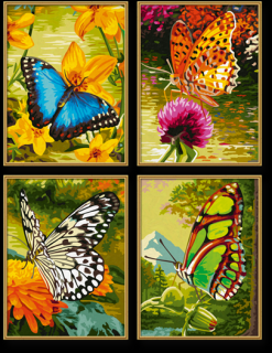 Motýli (4 obrazy v balení 18 x 24 cm) (Malování podle čísel - Schipper)