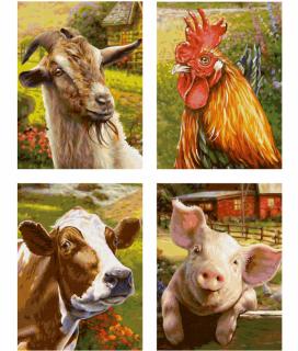 Na farmě (4 obrazy v balení 18 x 24 cm) (Malování podle čísel - Schipper)