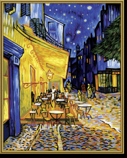 Terasa kavárny v noci (40 x 50 cm) (Malování podle čísel - Schipper)