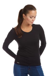 Bavlněné triko - CELIN / černá, koženkový lem (Bavlněné triko - CELIN / černá, koženkový lem)