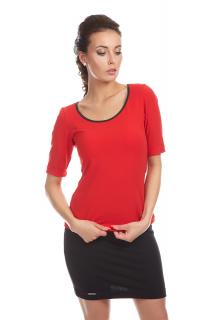 Bavlněné triko - ELEN / červená - koženkový lem (Bavlněné triko - ELEN / červená - koženkový lem)