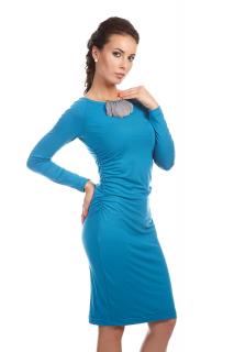 Šaty dlouhý rukáv - nabírané - SOFIA / modrá (Šaty dlouhý rukáv - nabírané - SOFIA / modrá )