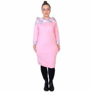 Teplákové šaty s kapsami BROŇA long / růžové (Teplákové šaty s kapsami BROŇA long / růžové)