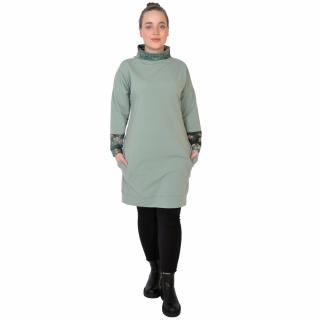 Teplákové šaty s kapsami SÁBA winter / dusty green (Teplákové šaty s kapsami SÁBA winter / dusty green)