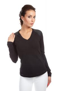 Tričko s koženkou  - ADRIANA / černá (Tričko s koženkou  - ADRIANA / černá)