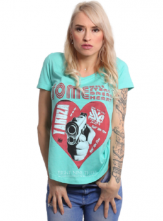 Dámské triko Yakuza Painted Gun Dye V-Neck GSB 18134 turquoise Velikost: M