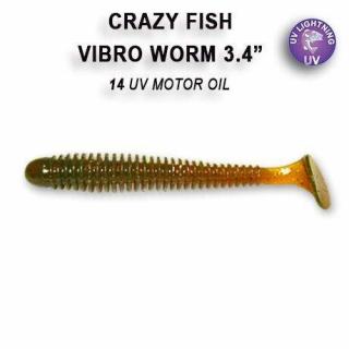 CRAZY FISH - Vibro Worm 8,5cm  5 ks Barva: barva 14 motor oil floating