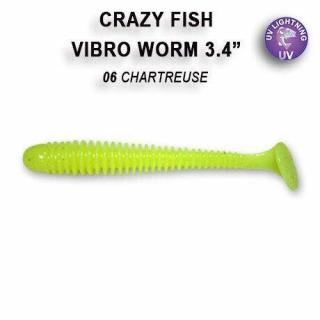 CRAZY FISH - Vibro Worm 8,5cm  5 ks Barva: barva 6 chartreuse floating