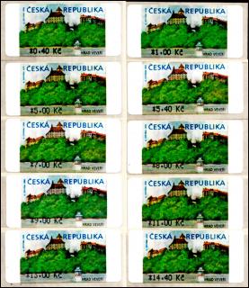 Automatové známky - Hrad Veveří s  * 10 hodnot (21.6.2000) (ČESKÁ REPUBLIKA)
